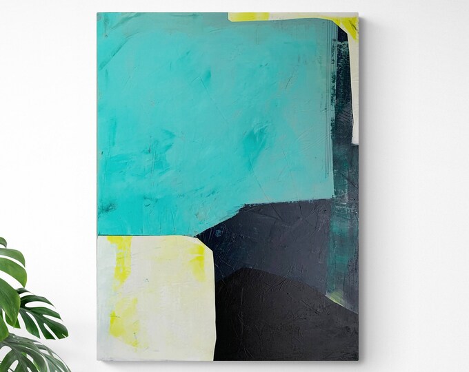 Featured listing image: Minimalist abstract painting, size 60 x 80 cm, original on extra thick canvas (4 cm)