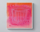 cafe creme - Painting on canvas cardboard 30x30 abstract picture, signed unique piece, acrylic paint with or without frame