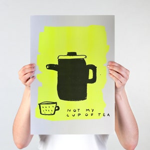 Riso Print A3 - Limited Edition - Poster - Print - Not my cup of tea - minimalist, Risoprint, environmentally friendly
