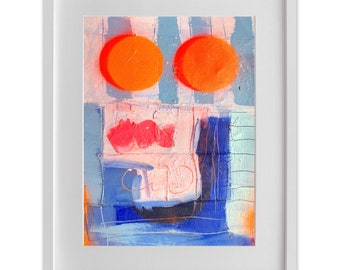 Original painting on paper 40 x 29.7 cm, abstract picture, signed unique piece, painting, acrylic paint on paper, with or without frame