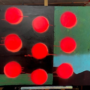 Neon Dots Painting 100x80cm Wall Decor Abstract Art Acrylic Painting Large Size Original Painting Minimalist image 8