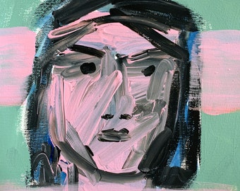 Original Illustration auf Papier Din A3, Frauenporträt - abstraktes Porträt einer Frau, Gemälde auf Papier, mit oder ohne Rahmen
