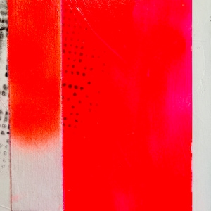 Neon red abstract painting, contemporary minimalist art, 40 x 40 cm including shadow gap frame real wood natural image 9