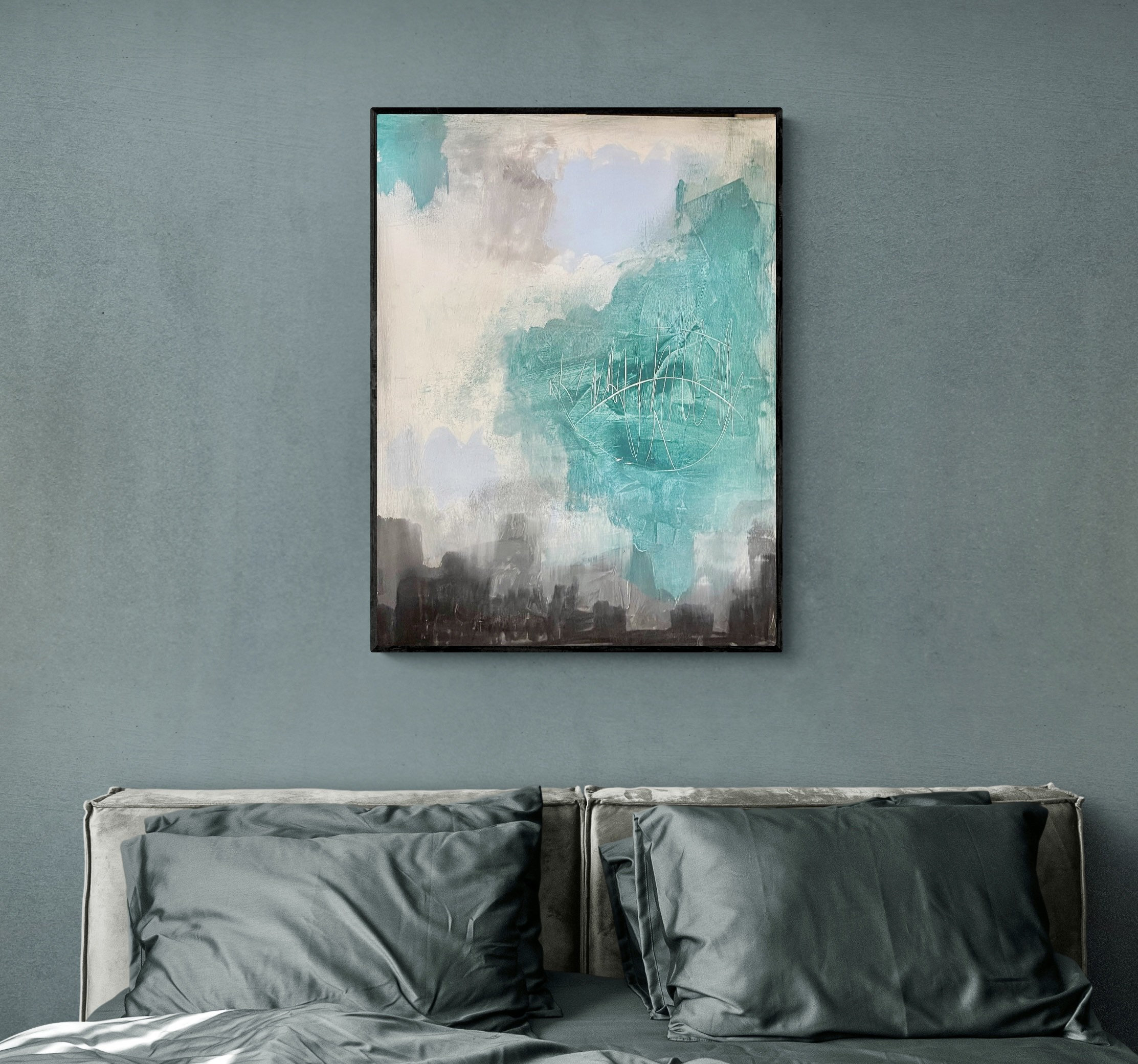 Cuadro Abstracto Grande - Sky Blue Perspective - 160x80 cm