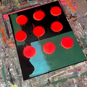 Neon Dots Painting 100x80cm Wall Decor Abstract Art Acrylic Painting Large Size Original Painting Minimalist image 7