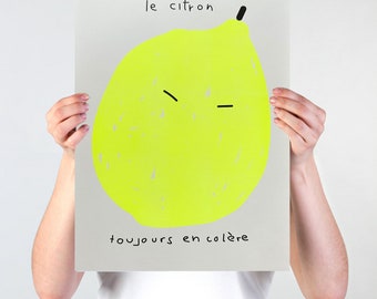 Riso Print A3 - Editie - Poster - Print - le lemon - toujours en colère - neon - Risoprint - milieuvriendelijk