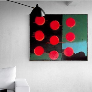 Neon Dots Painting 100x80cm Wall Decor Abstract Art Acrylic Painting Large Size Original Painting Minimalist image 3