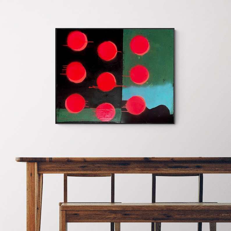 Neon Dots Painting 100x80cm Wall Decor Abstract Art Acrylic Painting Large Size Original Painting Minimalist image 5
