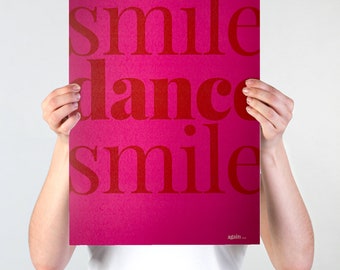 smile dance smile .... again. Recycling Print A3 - Limited Edition - Poster - Print - by LouSissyArt, minimalist