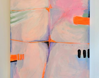 XL painting: a walk in the park, 80 x 100 x 4 cm, abstract art, acrylic painting, large format, original painting, neon