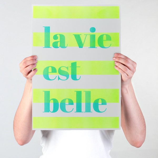 Riso Print A3 - Edition - Poster - Druck - la vie est belle -  minimalistisch - Risoprint - umweltfreundlich