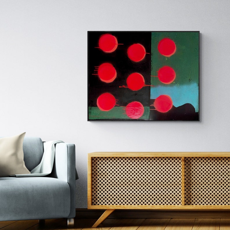 Neon Dots Painting 100x80cm Wall Decor Abstract Art Acrylic Painting Large Size Original Painting Minimalist image 4