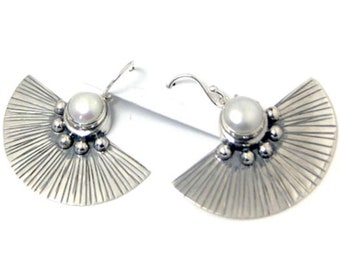 925 Sterling Silver Bali Earrings With Pearl