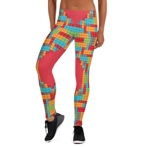 Let-Go My Leg-Oh Tetras Lego Retro Game Inspired Workout Yoga Leggings, Women, Girls, Cosplay