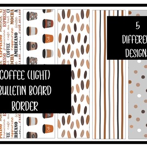 Coffee (Light) Pinnwand Bordüre 5 druckbare Designs