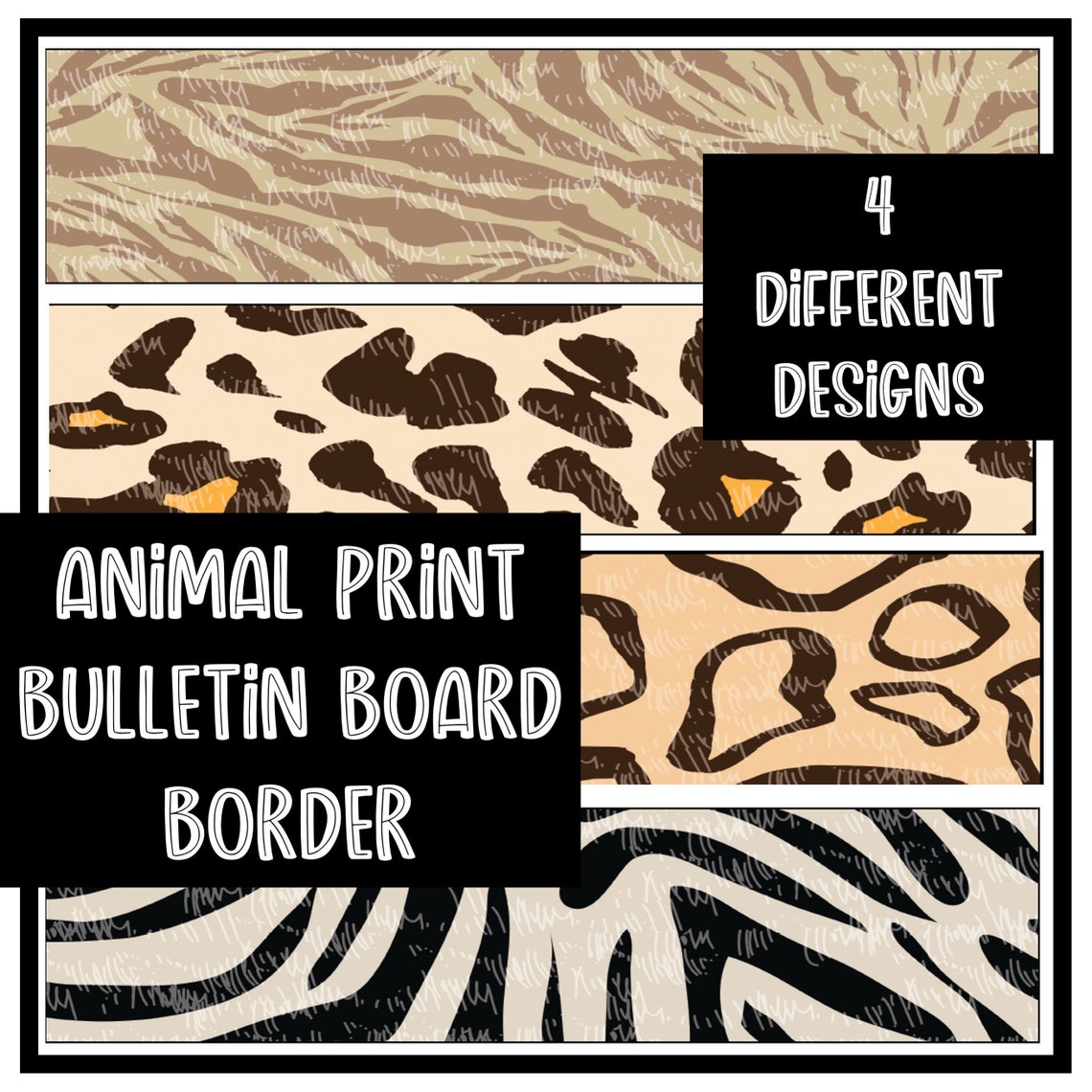 Animal Print Bulletin Board Border 4 Printable Designs Etsy