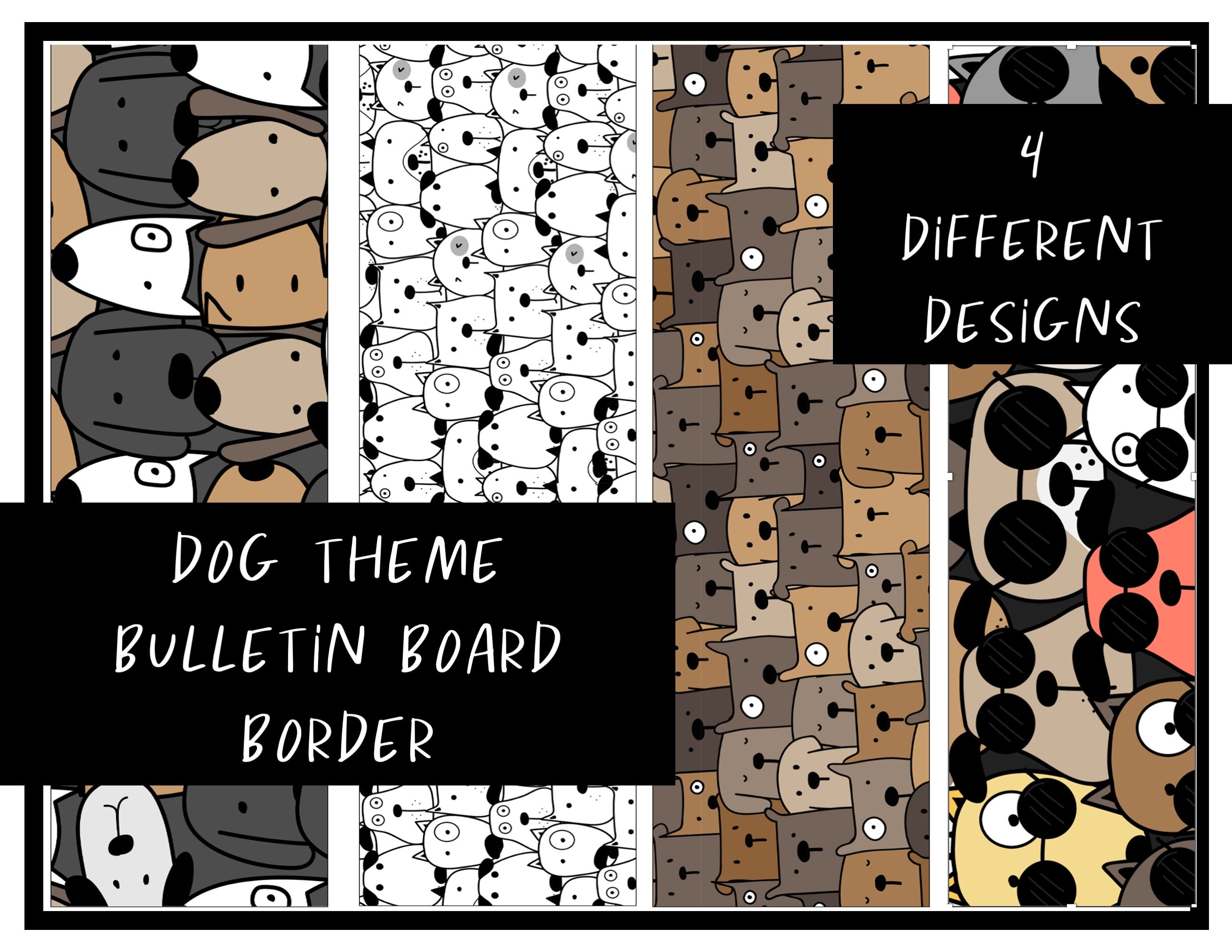 Dog Theme Bulletin Board Border 4 Printable Designs - Etsy