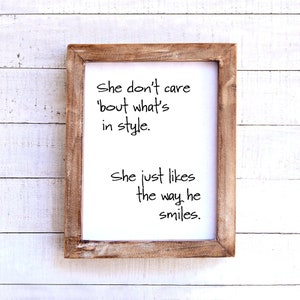 The way he smiles-song lyric print, wall decor, printable digital art, song poster, quote, music lyric, country song