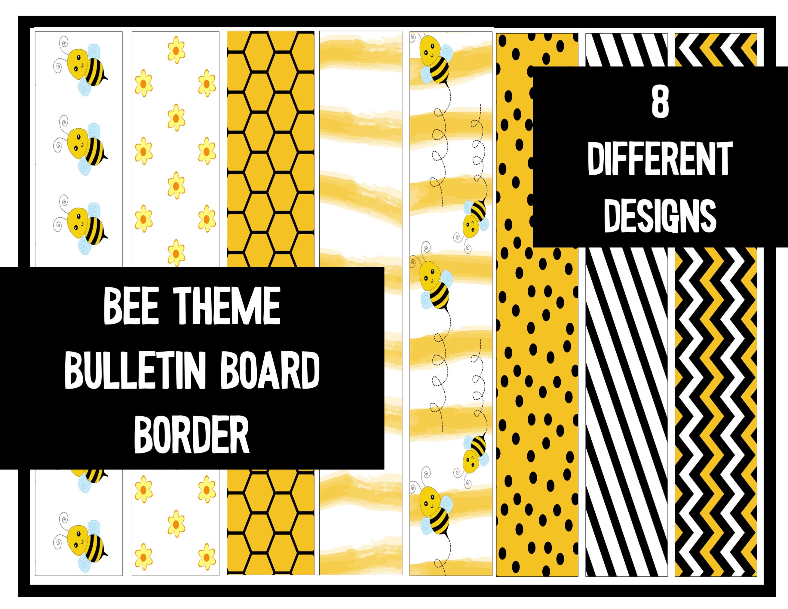 Bumblebee Bulletin Board Border 8 Printable Designs Etsy