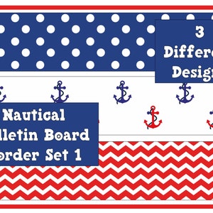 Nautische Bulletin Board Bordüre 3 druckbare Designs