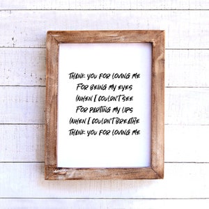 Thank you for loving me-song lyric print, wall decor, printable digital art, song poster, quote, music lyric, love song