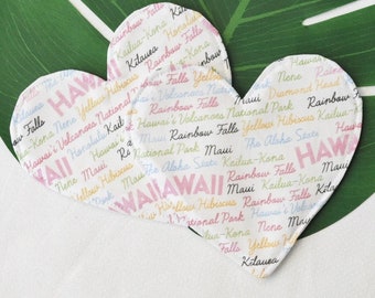 Heart Coasters | Valentines Gift | Hawaii Print Heart | Hawaii Art | Tropical Decor | Mug Rug | Gift for Her | Gift for Him | Unique Gifts