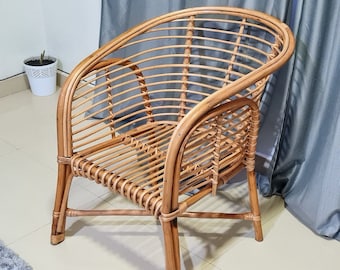 Rattan Lounge Stuhl, Bambus Lounge Stuhl, Rattan Sessel, moderner Rattan Stuhl, Boho Rattan Stuhl