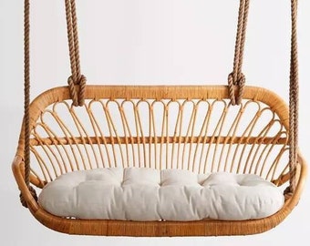 Rattan hanging sofa, bamboo hanging chair, cane wicker hanging chair, Rattan Swinging sofa