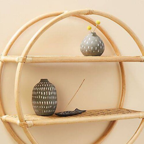 Circular Rattan wall shelf,Round cane shelf,wicker book shelf/Book Storage,Round Rattan wall