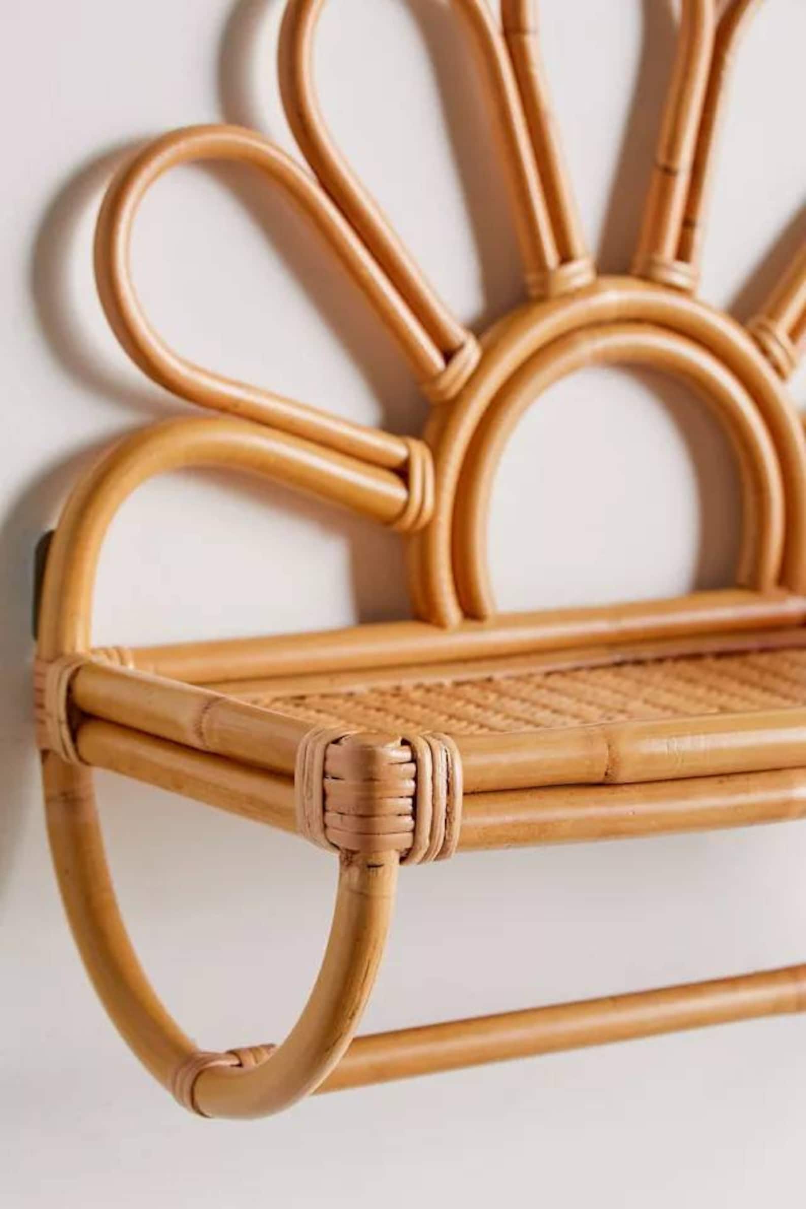 Rattan bamboo wall shelf Cane wall shelf Wall storage Etsy