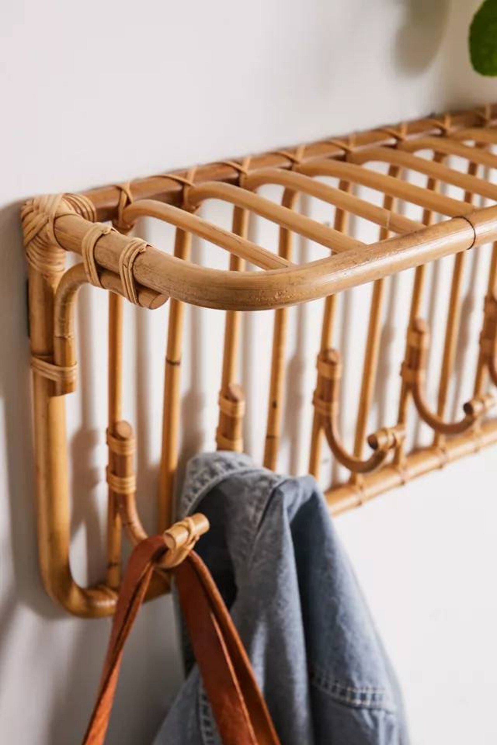 Rattan Bamboo Wall Hook, Wall Hanger, Cane Wall Hooks, Entryway Hangers