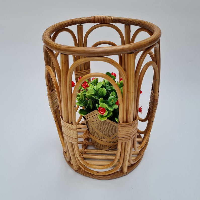 Rattan Planter Rattan Bamboo Plant Stand Rattan Bamboo Etsy