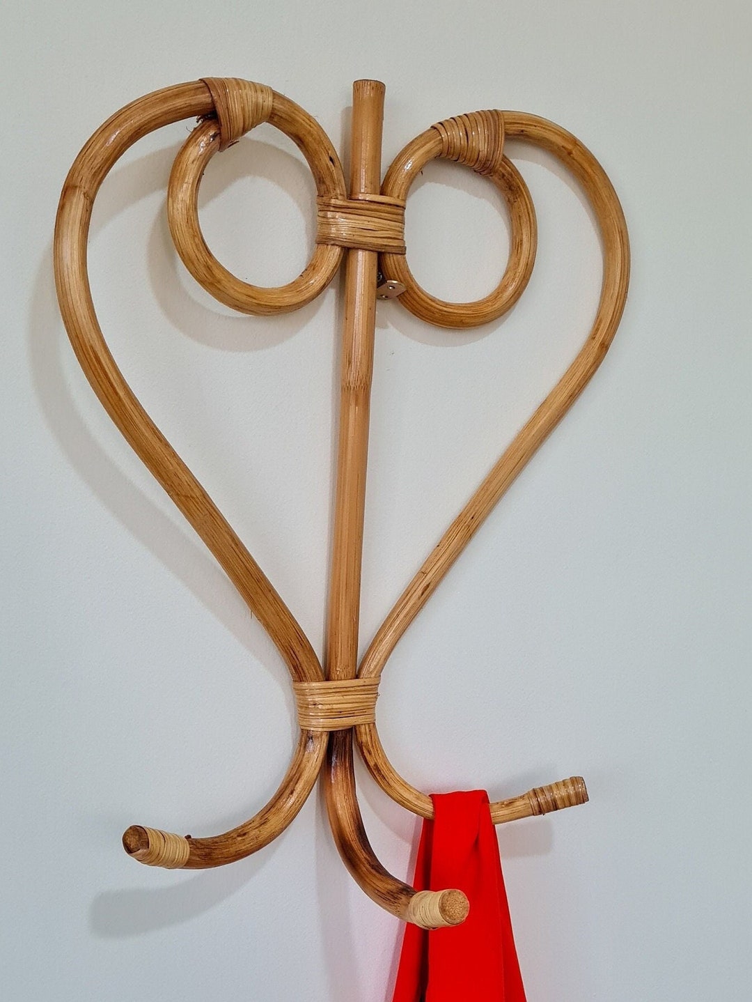 Rattan Bamboo Wall Hook Rattan Wall Hanger Wooden Clothing Etsy