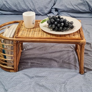 Rattan bed tray, Boho bed table, Rattan bed table, bamboo bed tray, Breakfast in bed ray, Bed desk