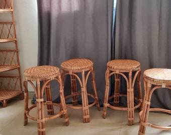 Rattan bamboo Stool, Cane Stool Bamboo, Bar Stool, Bar Chair, Counter Stool