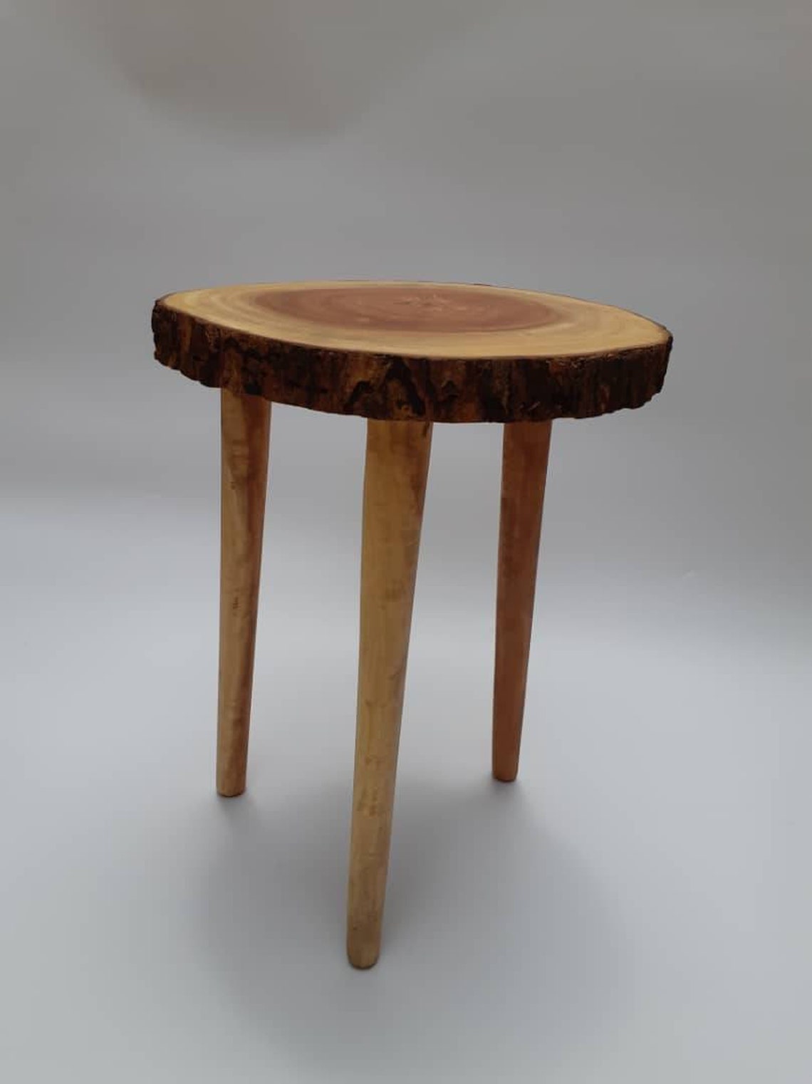 Rustic Side table Tree bark End table Boho side table Etsy