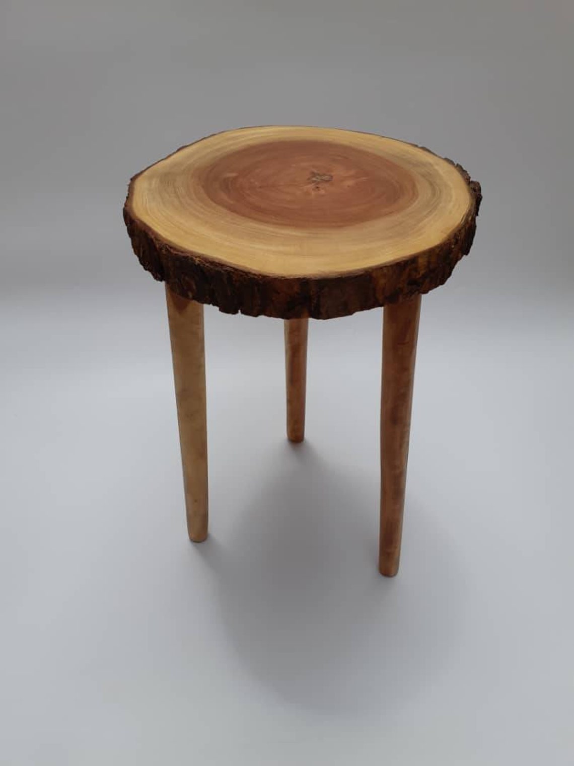 Rustic Side table Tree bark End table Boho side table Etsy