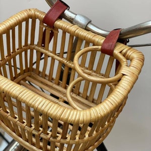 Handcrafted Rattan front bicycle basket, bike basket with cup holder, handmade bicycle basket