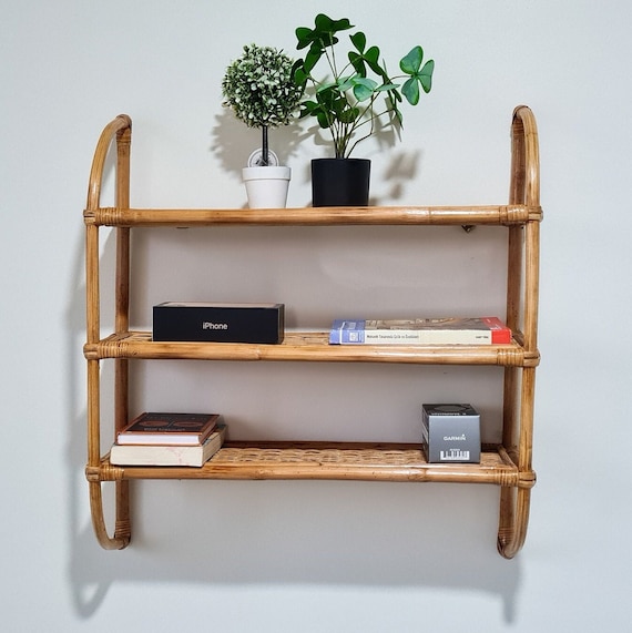 Rattan Wall Shelfbamboo Wall Shelf Boho Wall Shelfcane Etsy