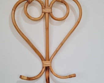 Rattan Bamboo Wall Hook, Rattan Wall Hanger, Wooden Clothing Entryway Hanger