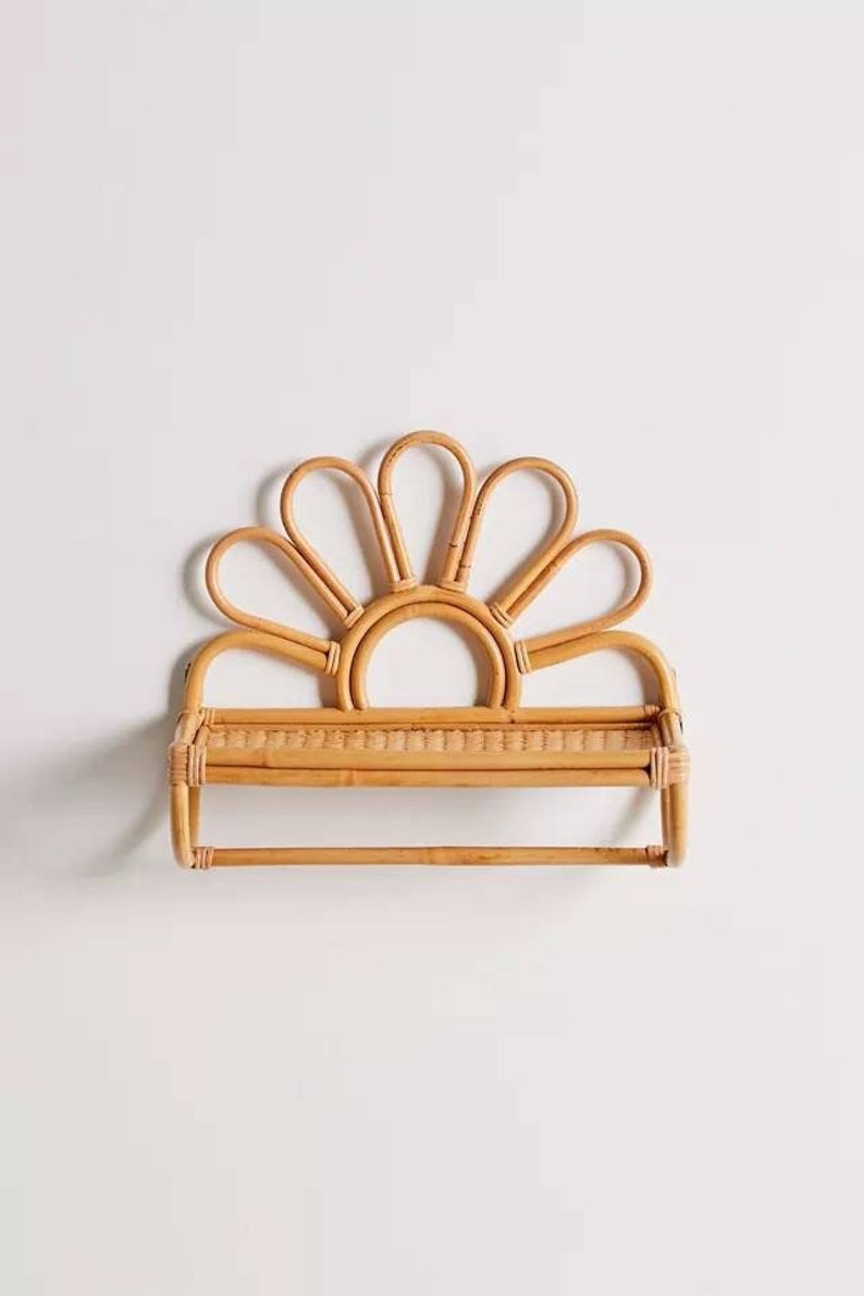 Rattan Bamboo Wall Shelf Cane Wall Shelf Wall Storage Etsy