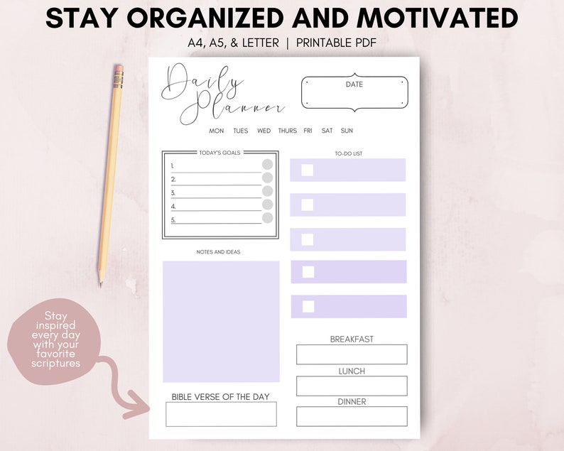 Christian day planner printable planner pages letter daily etsy