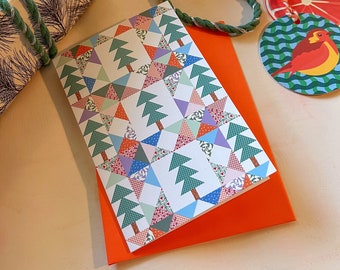 Quilt Greeting Card, Patchwork Card, Christmas Card