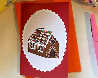 Christmas Gingerbread House Card, Candy House Christmas Card, Card for Santa