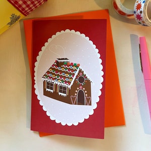 Carte Maison De Pain D'épices, Carte Maison de Bonbons, Carte De Souhaits De Noël, Carte des Fêtes