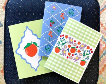 Fruits and flowers journal set / Wildflower notebooks / Notebook set / Journal set