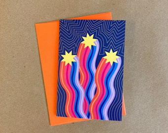 Shooting Star Greeting Card, Birthday Card, Stars Card