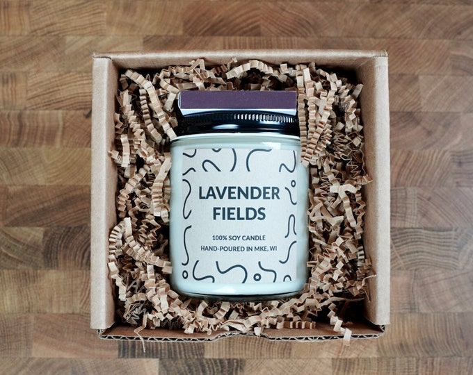 Lavender Fields Scented Soy Candle, With Free Handwritten Card