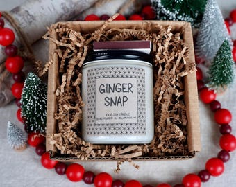 Ginger Snap Soy Candle, 4oz, 8oz, 16oz, Gift Wrapped with Card