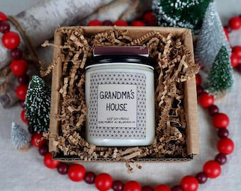Grandma's House Soy Candle, 4oz, 8oz, 16oz, Gift Wrapped with Card